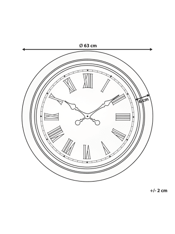 Beliani Wanduhr VILLENA in Schwarz/Gold - (W) 63 x (H) 63 x (L) 6 cm