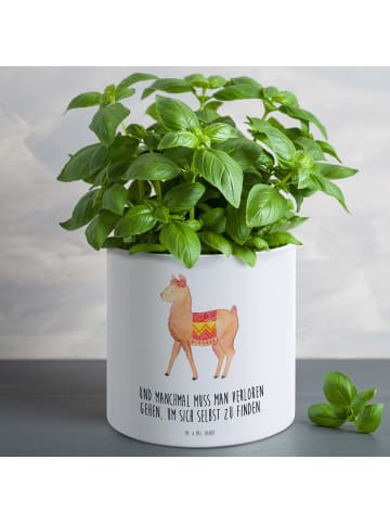 Mr. & Mrs. Panda Blumentopf Groß Alpaka Stolz mit Spruch in Weiß