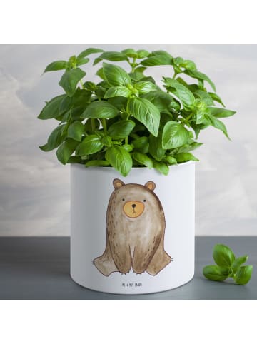 Mr. & Mrs. Panda Blumenkübel Bär sitzend ohne Spruch in Weiß