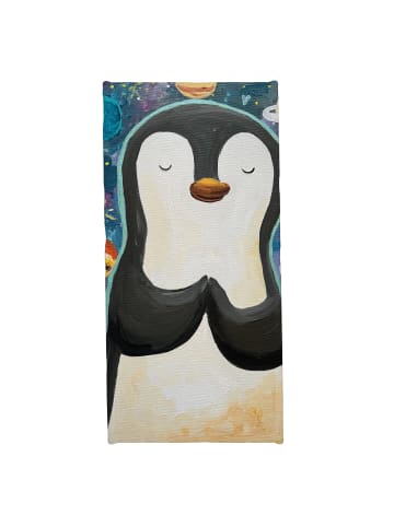 Mr. & Mrs. Panda Badehandtuch Pinguin Universum Design ohne Spruch in Eisblau