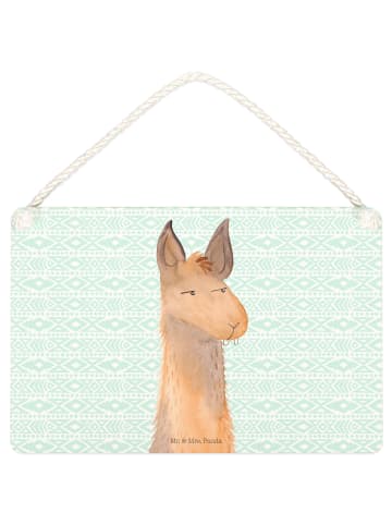 Mr. & Mrs. Panda Schild Lamakopf Genervt ohne Spruch in Aztekenblau