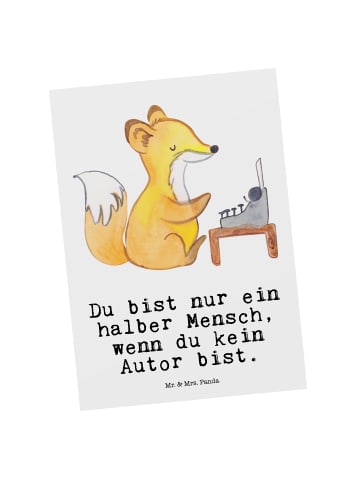 Mr. & Mrs. Panda Postkarte Autor Herz mit Spruch in Weiß