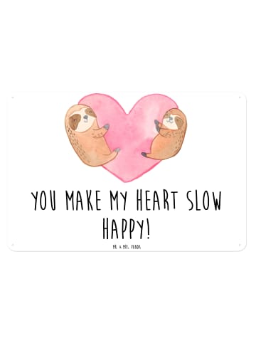 Mr. & Mrs. Panda Schild Faultiere Herz mit Spruch in Weiß