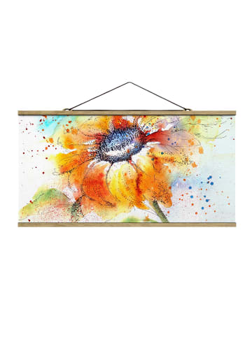 WALLART Stoffbild mit Posterleisten - Painted Sunflower in Orange