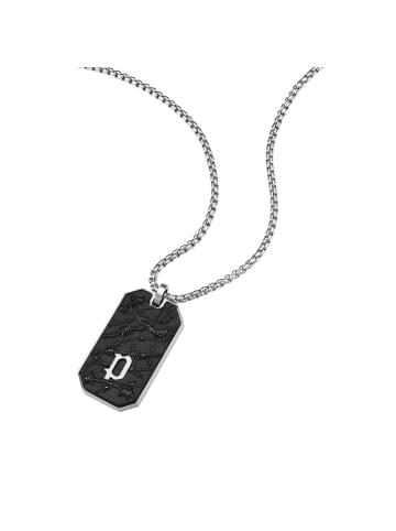 Police Herren-Halskette Dog Tag Edelstahl Wire Anthrazit