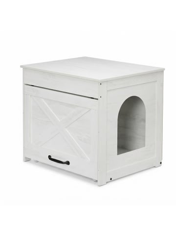 relaxdays Katzenschrank in Weiß/ Grau - (B)60 x (H)53,5 x (T)51,5 cm