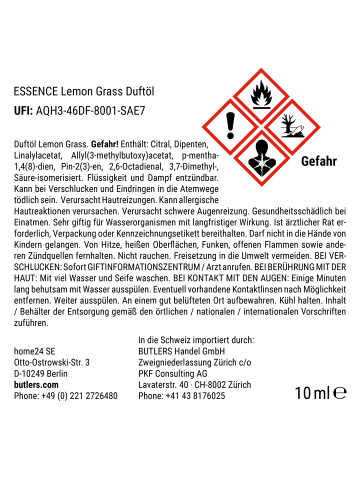 Butlers Duftöl ESSENCE Lemongrass in Braun