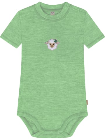 Normani Outdoor Sports Baby Kurzarm Body - 100% Bio-Merinowolle in Grün