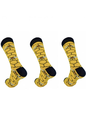 COFI 1453 Socken für Männer mit Bienenmuster aus Baumwollmischung in Gelb