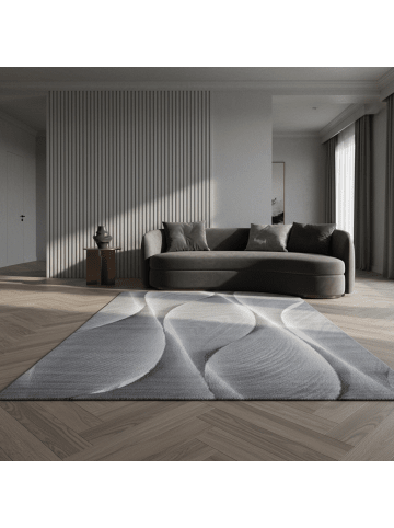 KADIMA DESIGN Teppich Kurzflor Waschbar Ombre DRAU Strapazierfähig OEKO-TEX in Schwarz