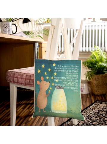 Mr. & Mrs. Panda Tote Bag Maus Sterne Design mit Spruch in Weiß