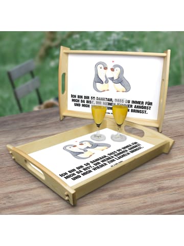 Mr. & Mrs. Panda Teetablett Pinguine trösten mit Spruch in Weiß