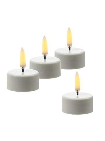 Uyuni 4x LED Teelichter Thea Uyuni Timer bis 400 Std. D: 3,4cm mit Batterie weiß