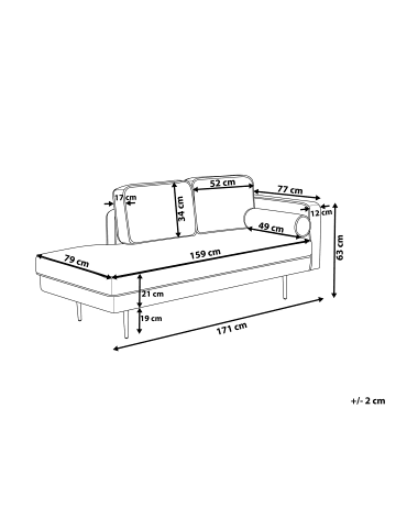 Beliani Chaiselongue MIRAMAS in Braun/Schwarz - (W) 171 x (H) 63 x (L) 79 cm