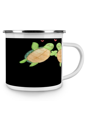 Mr. & Mrs. Panda Camping Emaille Tasse 30. Hochzeitstag Perlenho... in Schwarz