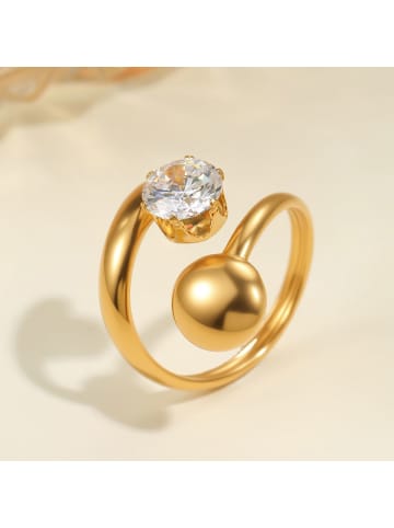 Himmelsflüsterer  Cocktailring mit einem Kristall - Farbe: Gold