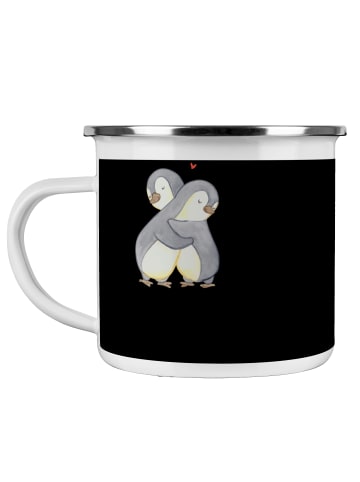 Mr. & Mrs. Panda Camping Emaille Tasse Eheversprechen für immer ... in Schwarz