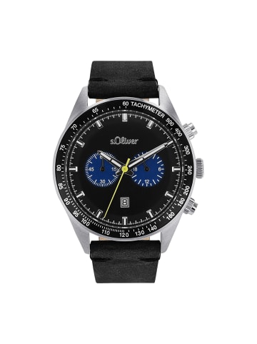 S. Oliver Jewel Chronograph Edelstahl, Leder in schwarz