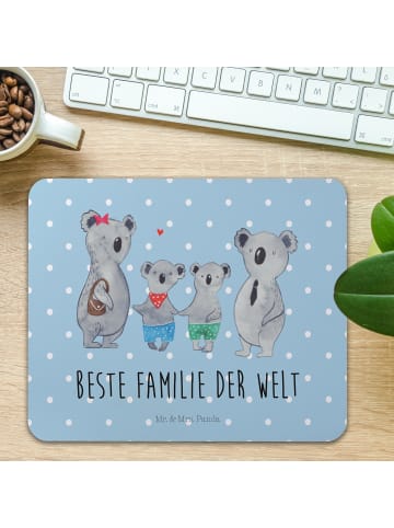 Mr. & Mrs. Panda Mauspad Koala Familie zwei mit Spruch in Blau Pastell