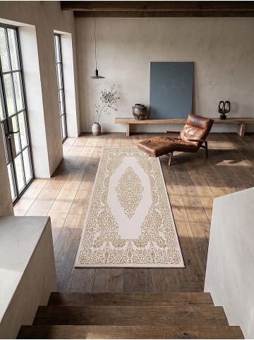 KADIMA DESIGN ERESMA Teppich Kurzflor Creme 80x150 Orientalisch Polyester Wohnzimmer in Creme