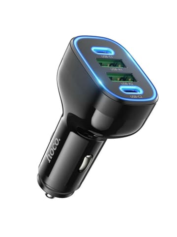 HOCO HOCO Autoladegerät 2x USB A + 2x Typ C PD 72W Schnelladegerät in Schwarz