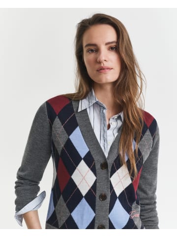 Gant Strickjacke in anthrazit mehrfarbig - 0001