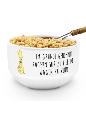 Mr. & Mrs. Panda Salatschüssel Giraffe Zufrieden mit Spruch in Weiß