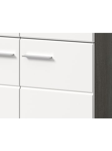 Inn.Furn Garderobenbank weiß Hochglanz, grau 80 cm, Schuhbank mit 4 Fächern