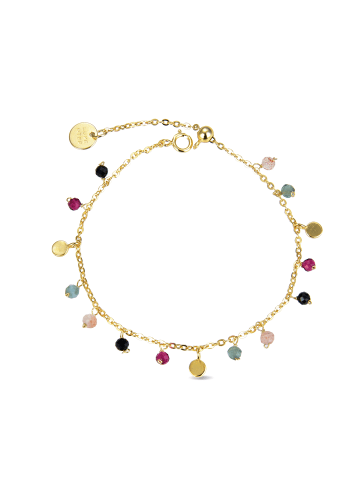 Luxenter Armband aus 925er Sterlingsilber mit mehrfarbigem Kristall, 18K Gelbgold-Finish
