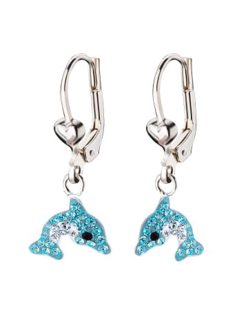 schmuck23 Ohrringe 925 Silber Delfin in Blau