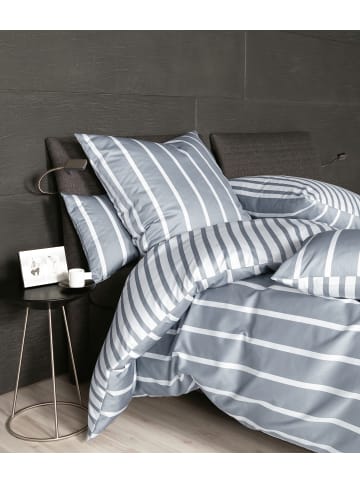 Janine Baumwoll Bettwäsche Modernclassic Streifenlook in platin