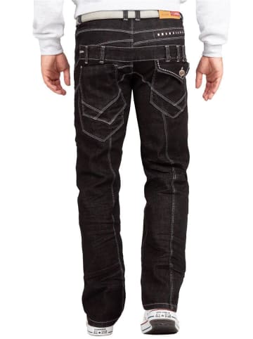 KOSMO LUPO Herren Regular Fit Jeans Stonewashed in Black