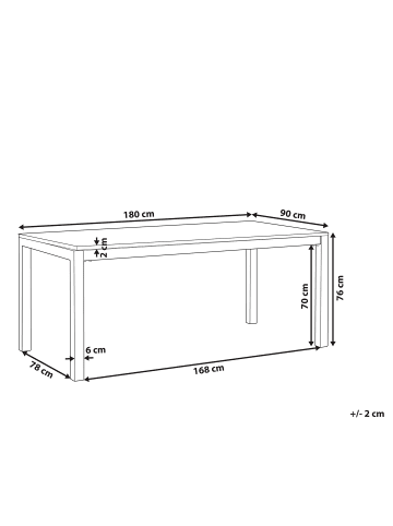 Beliani Esstisch GROSSETO in Schwarz/Silber - (W) 90 x (H) 76 x (L) 180 cm
