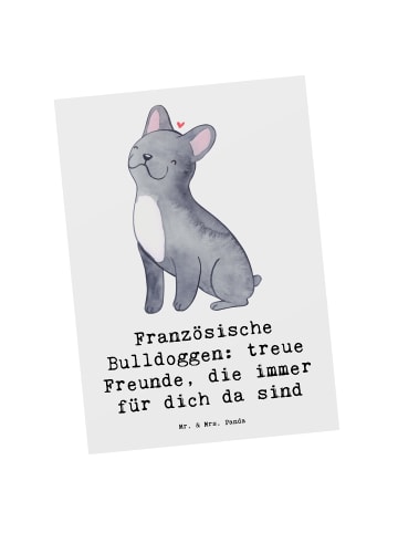Mr. & Mrs. Panda Postkarte Französische Bulldogge Freund mit Spruch in Weiß