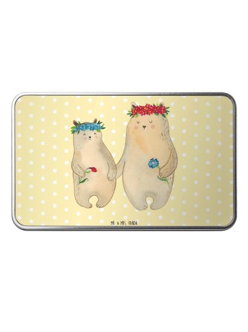 Mr. & Mrs. Panda Aufbewahrungsbox Bären mit Blumenkranz ohne Spruch in Gelb Pastell