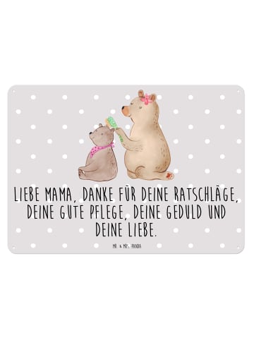 Mr. & Mrs. Panda Blechschild Bär Kind mit Spruch in Grau Pastell