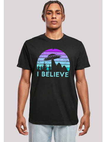 F4NT4STIC T-Shirt I BELIEVE UFO Alien Raumschiff Retro in schwarz