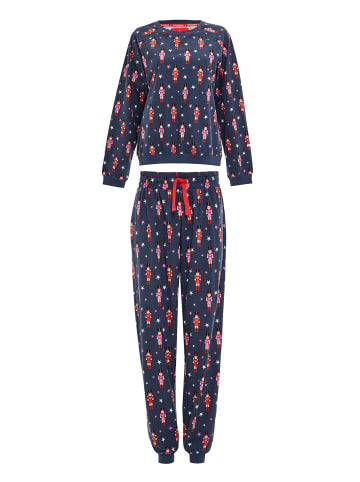 Threadbare Schlafanzug THB Nutcracker Xmas Pj Set in blau-schwarz