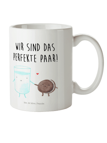 Mr. & Mrs. Panda Kaffeetasse Milch Keks mit Spruch in Weiß