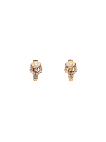faina Women Huggie Earrings in Rose Gold White