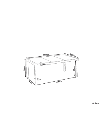 Beliani Esstisch COSOLETO in Schwarz/Silber - (W) 90 x (H) 75 x (L) 180 cm