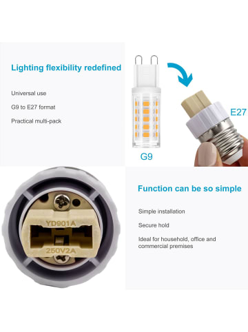 Intirilife 4er Set Lampenadapter E14 auf GU10 in WEISS