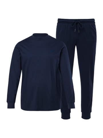 Men Plus Langer Schlafanzug in navy blau