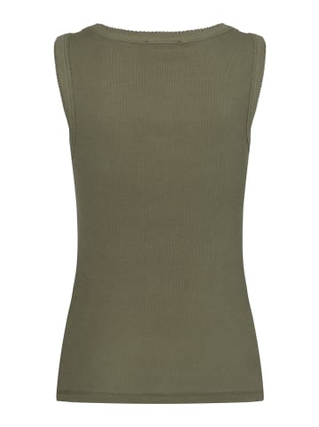 More & More schmales, geripptes Basic-Tanktop in jungle green