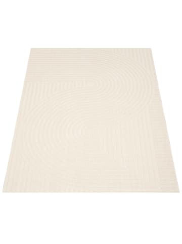 KADIMA DESIGN Outdoor Teppich Unifarben Spiral Balkon, Terrasse schmutzabweisend in Creme