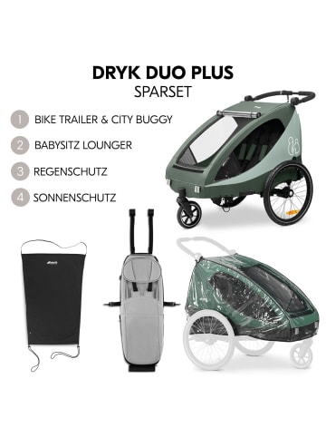 Hauck 2in1 Fahrradanhänger Sparset Dryk Duo in gruen