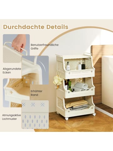 COSTWAY Rollwagen faltbar 44,5 x 30 x 74,5 cm in Beige