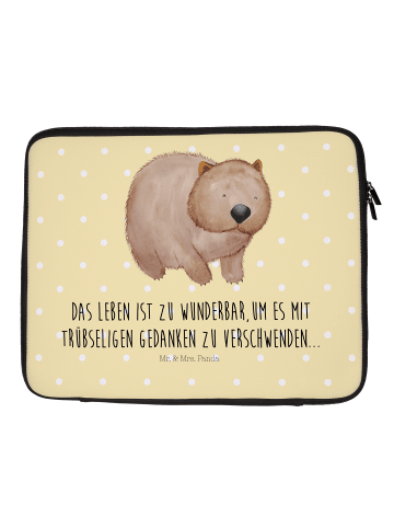 Mr. & Mrs. Panda Notebook Tasche Wombat mit Spruch in Gelb Pastell