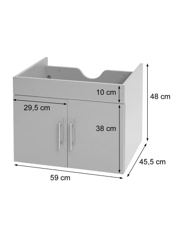 MCW Waschbeckenunterschrank D16 hochglanz, Grau