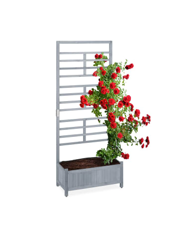 relaxdays Pflanzkasten "Spalierwand" in Grau - (B)71,5 x (H)171 x (T)32 cm